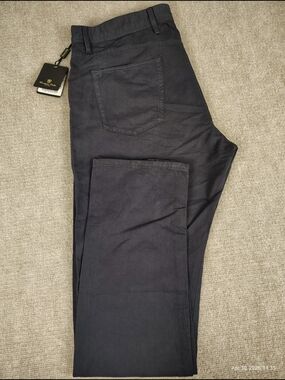 Men's Massimo Dutti Navy Straight Slim Fit Jeans Linen/Cotton W34 L33
